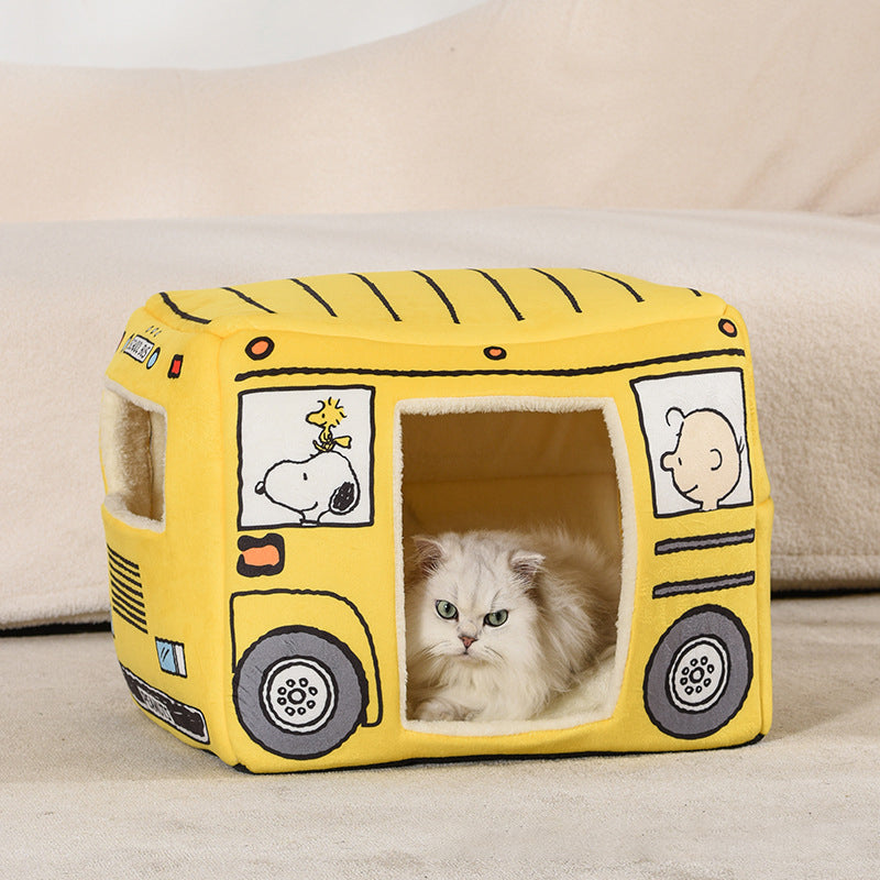 Bus-Shaped Cat Kennel for Cozy, Private Pet Naps