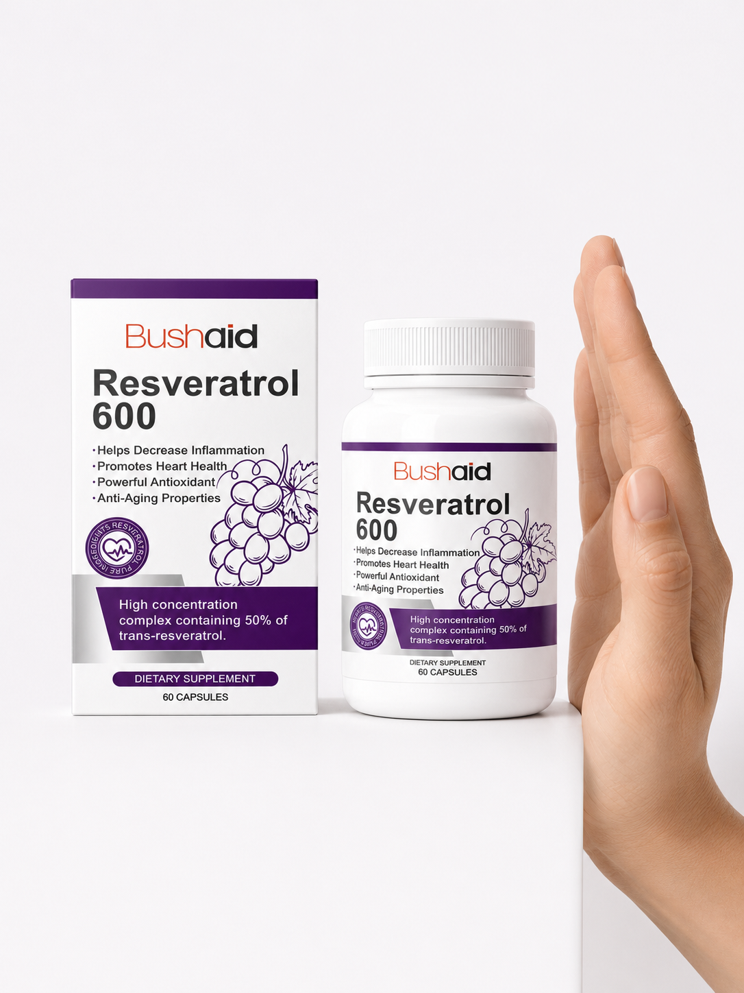 Bushai Resveratrol 600 — 50% Trans-Resveratrol Capsules