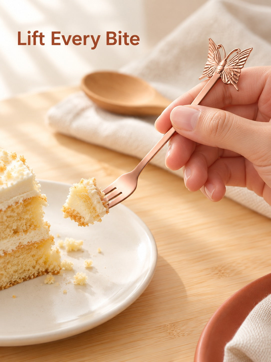 Butterfly Dessert Fork and Coffee Spoon, Stainless Steel
