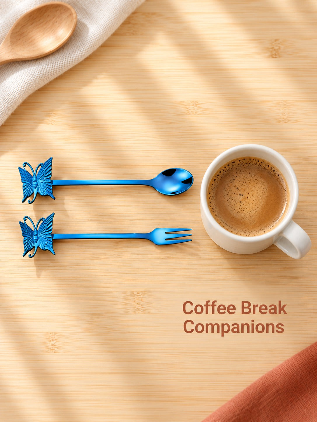 Butterfly Dessert Fork and Coffee Spoon, Stainless Steel