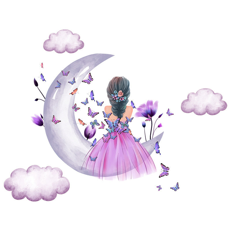 Wall Stickers Butterfly Moon Girl for Whimsical Rooms