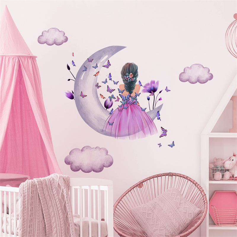 Wall Stickers Butterfly Moon Girl for Whimsical Rooms