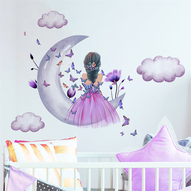 Wall Stickers Butterfly Moon Girl for Whimsical Rooms