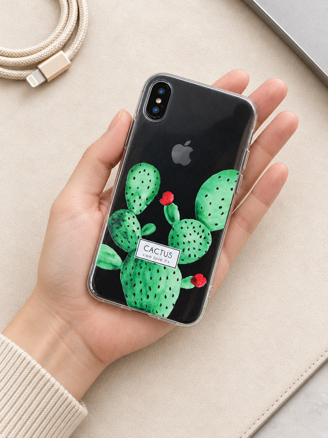Botanical Cactus iPhone Case: Clear Flexible TPU Cover