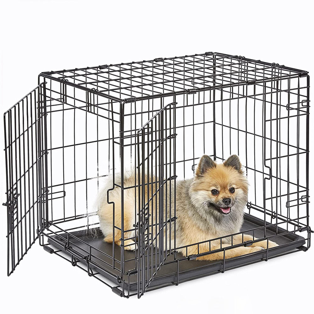 Small Folding Dog Cage with Easy-Clean Removable Tray