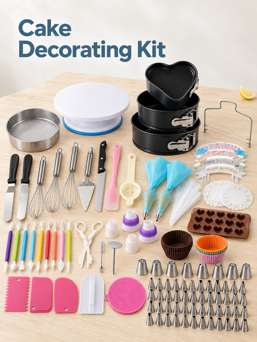 Cake Decorating Kit with Springform Pans and Turntable