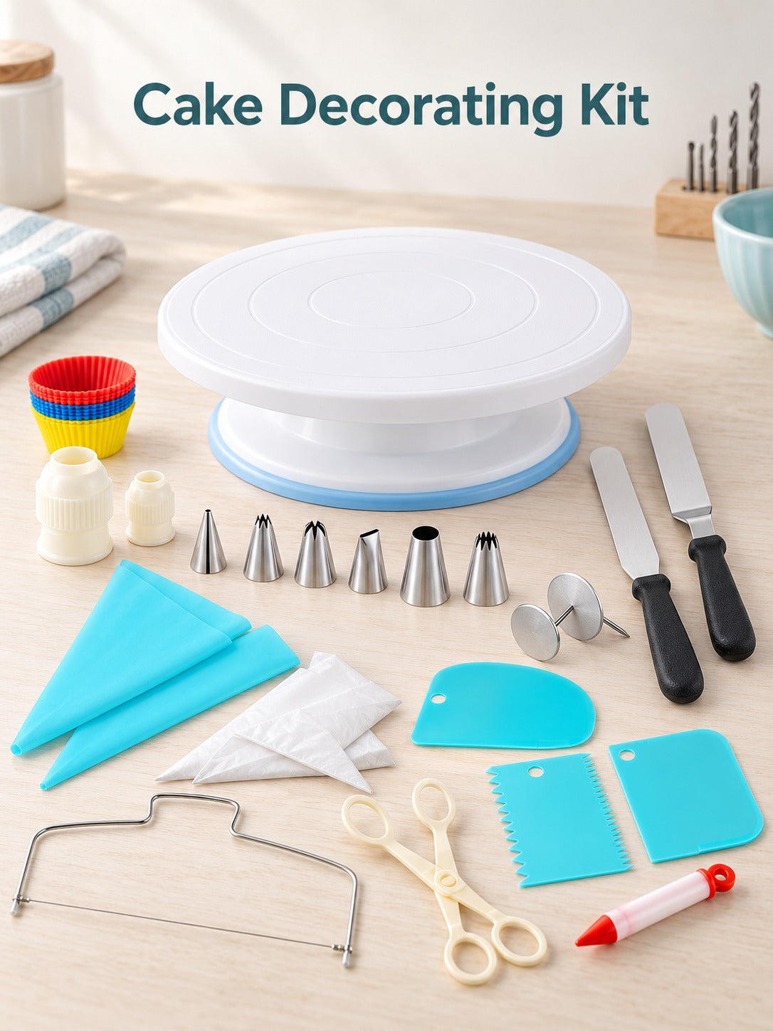 Cake Decorating Kit with Turntable, 106 Piping Pieces