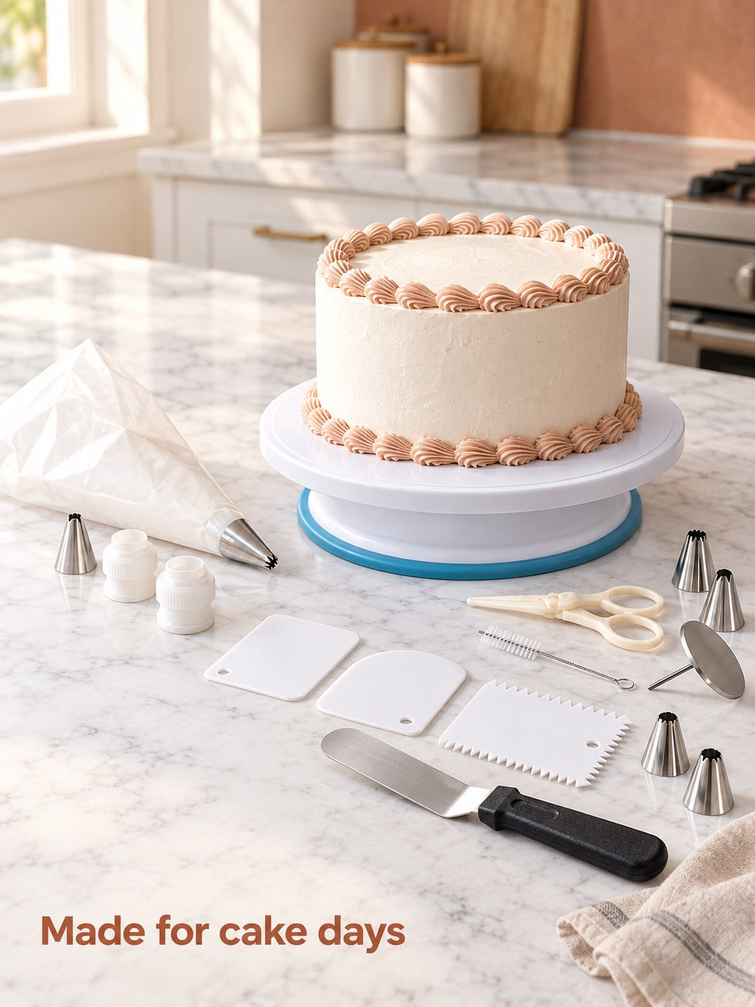 Cake Decorating Kit with Turntable and 24 Piping Tips