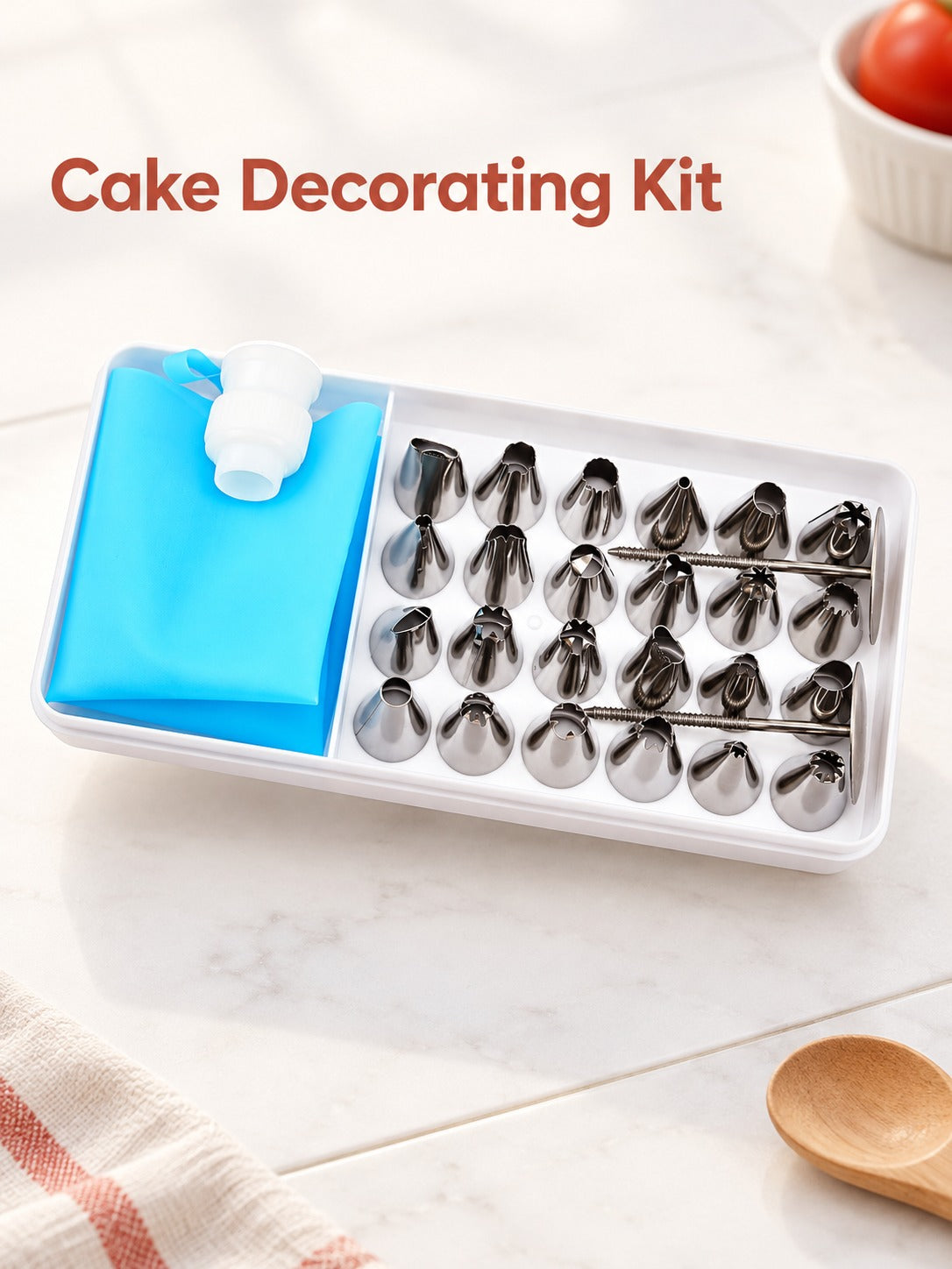 Cake Decorating Piping Tip Set: 24 Stainless Steel Nozzles