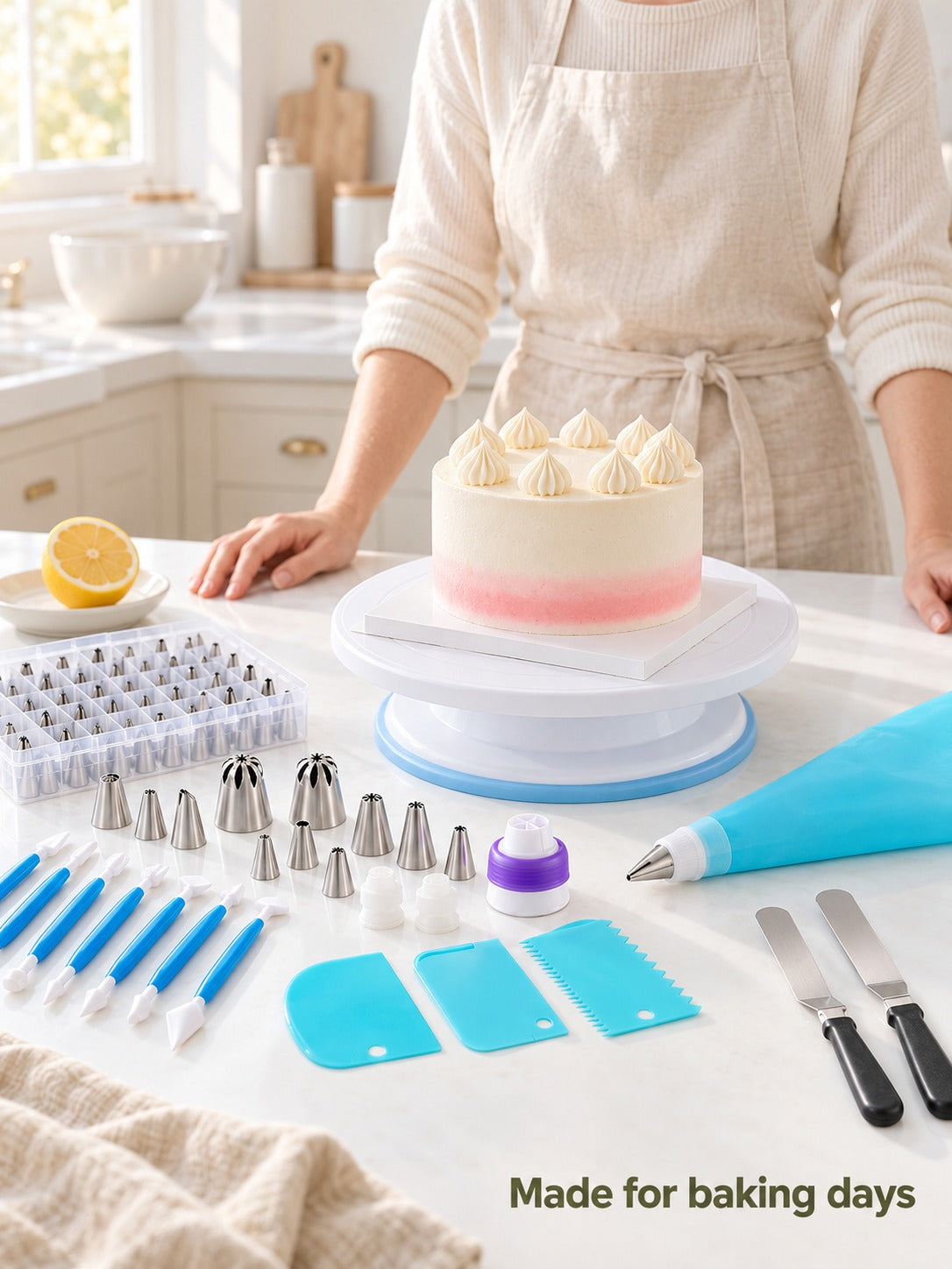 Cake Decorating Set 220 Piece with Turntable & Tips