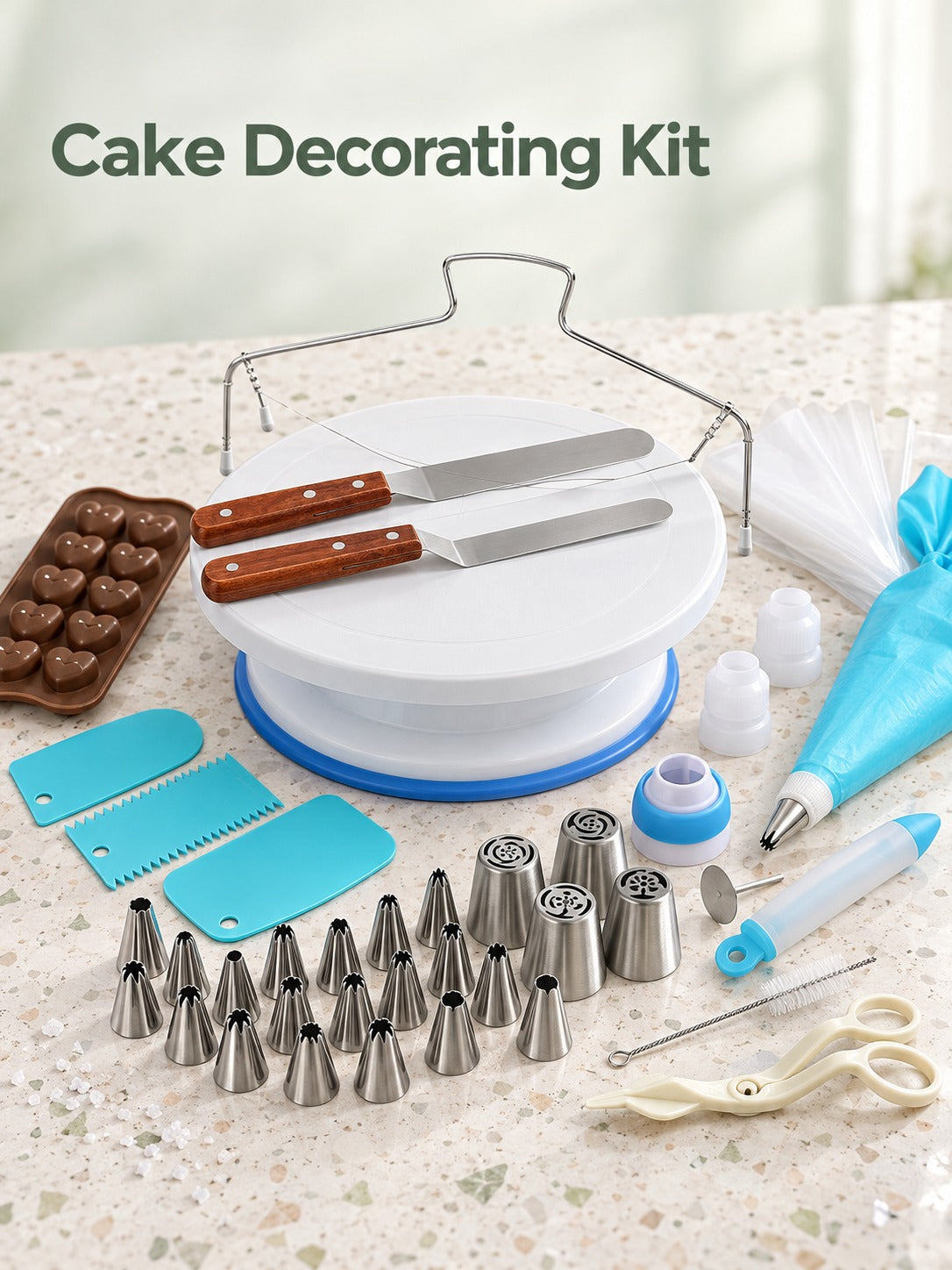Cake Turntable Decorating Kit, 73 Pieces with Nozzles