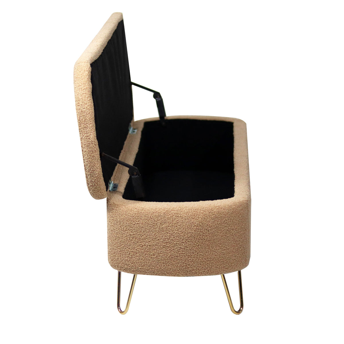 Camel Storage Ottoman Bench for End of Bed, Gold Legs