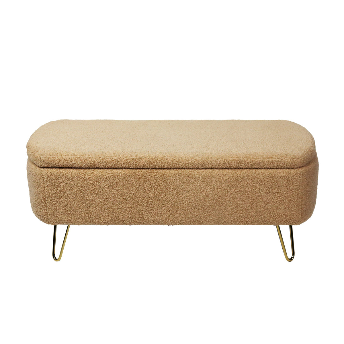 Camel Storage Ottoman Bench for End of Bed, Gold Legs