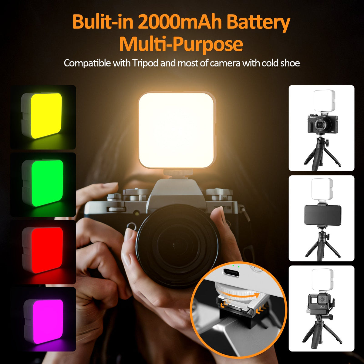Mini RGB Pocket Fill Light for Video Calls & Vlogs