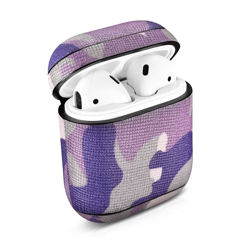 Camouflage AirPods Case with Leather-Look Protection