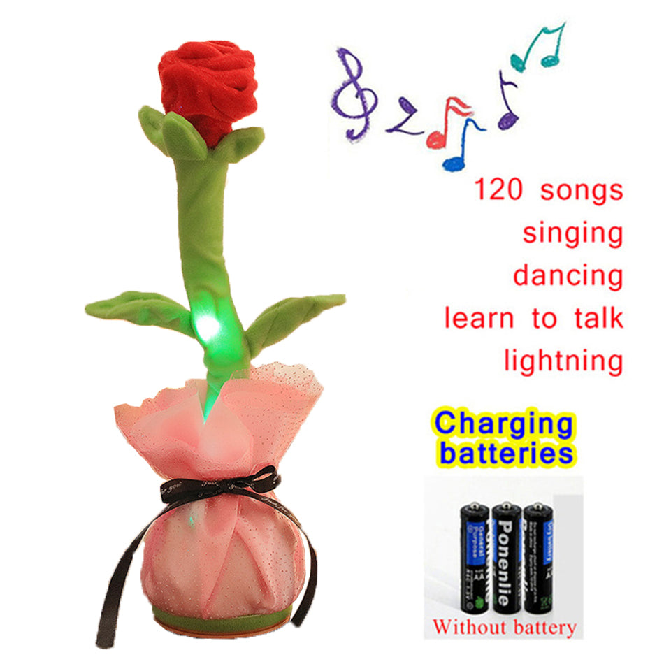Singing Dancing Rose Plush Gift With Glowing Stem