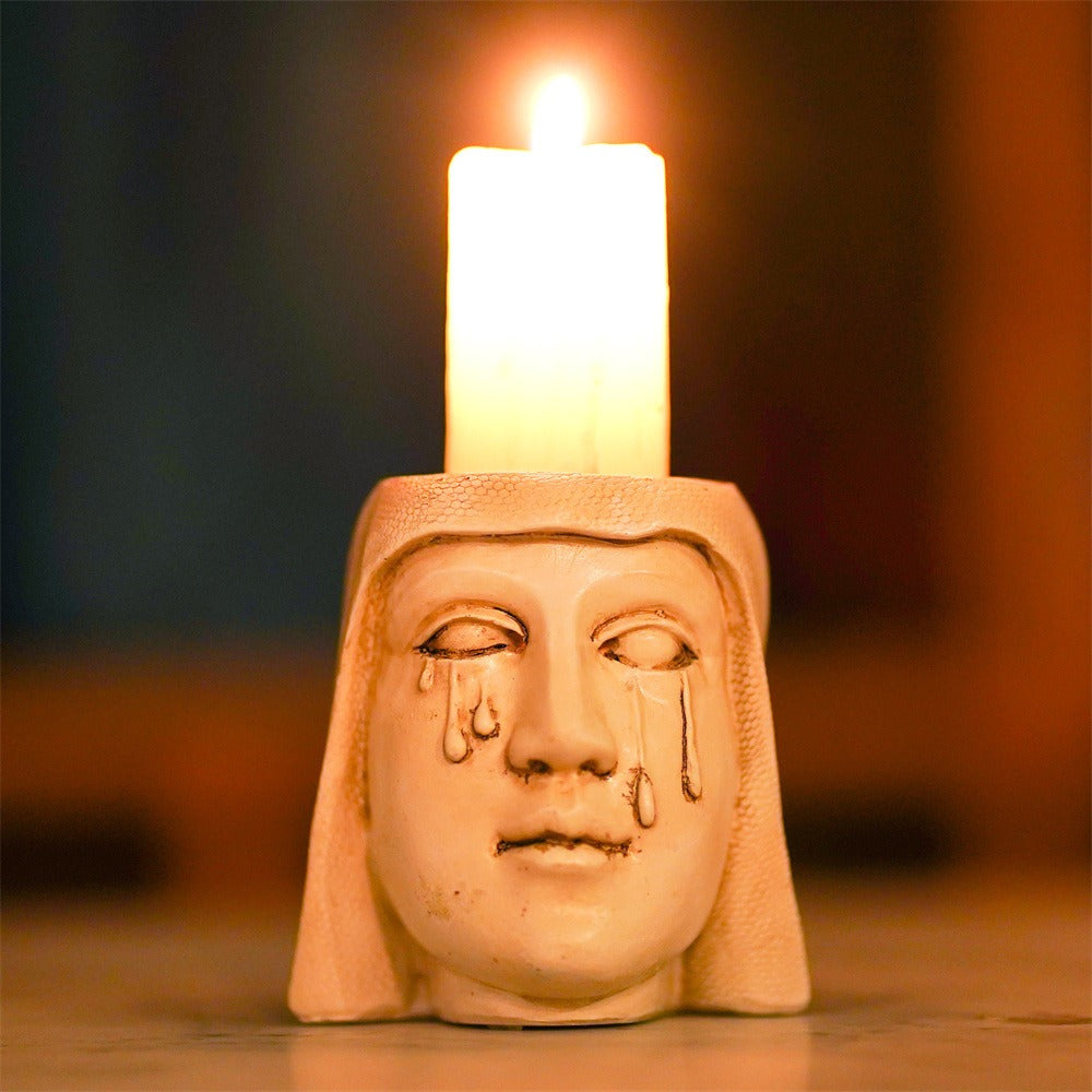 Virgin Mary Candle Holder for Dramatic Devotional Ambiance