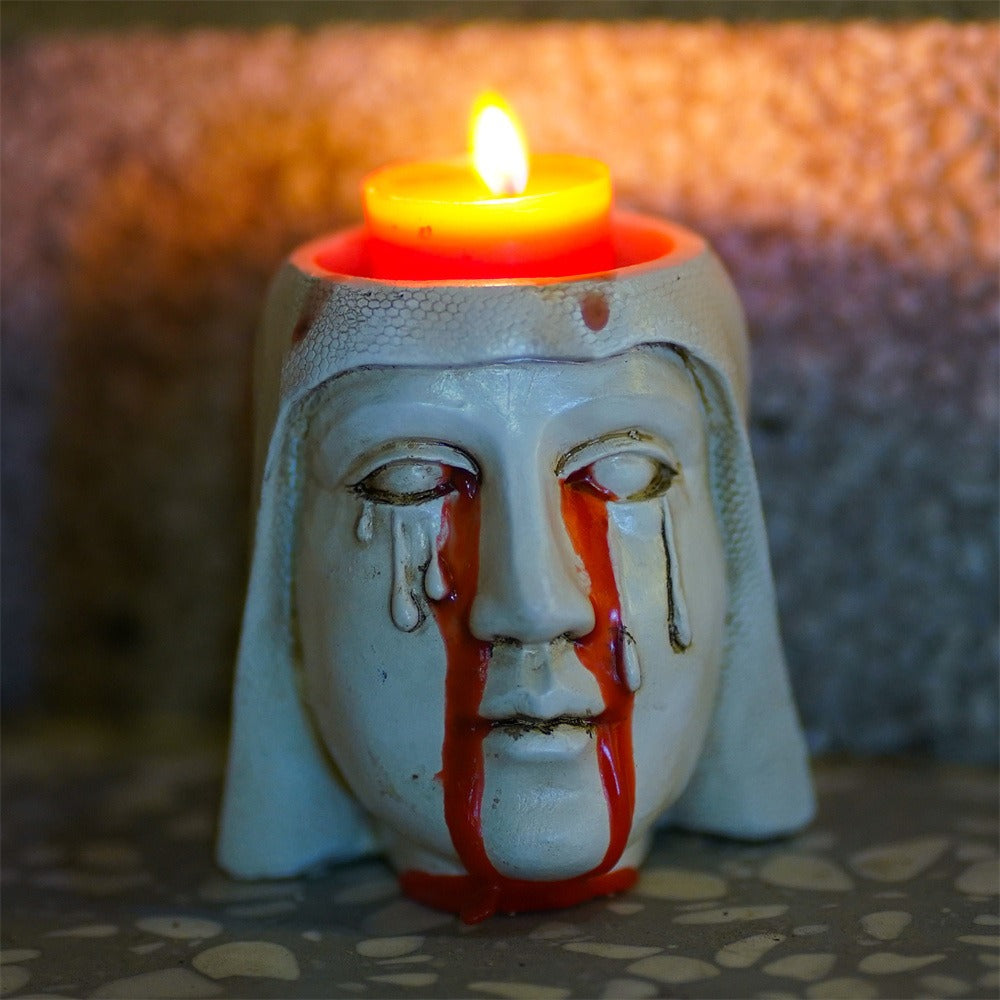 Virgin Mary Candle Holder for Dramatic Devotional Ambiance