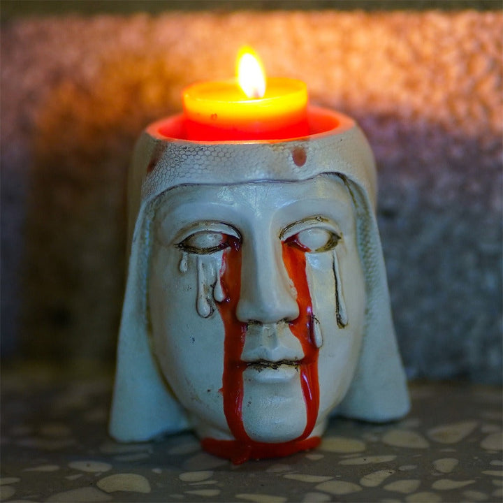 Virgin Mary Candle Holder for Dramatic Devotional Ambiance