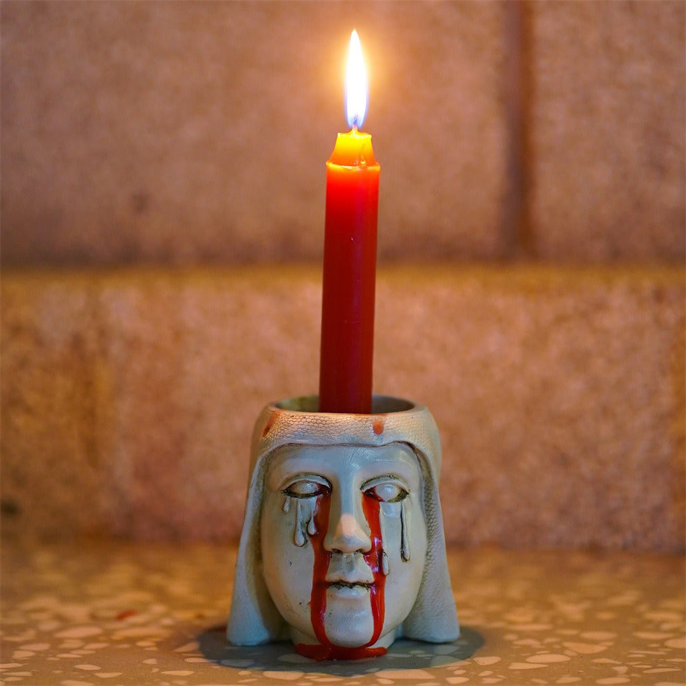 Virgin Mary Candle Holder for Dramatic Devotional Ambiance