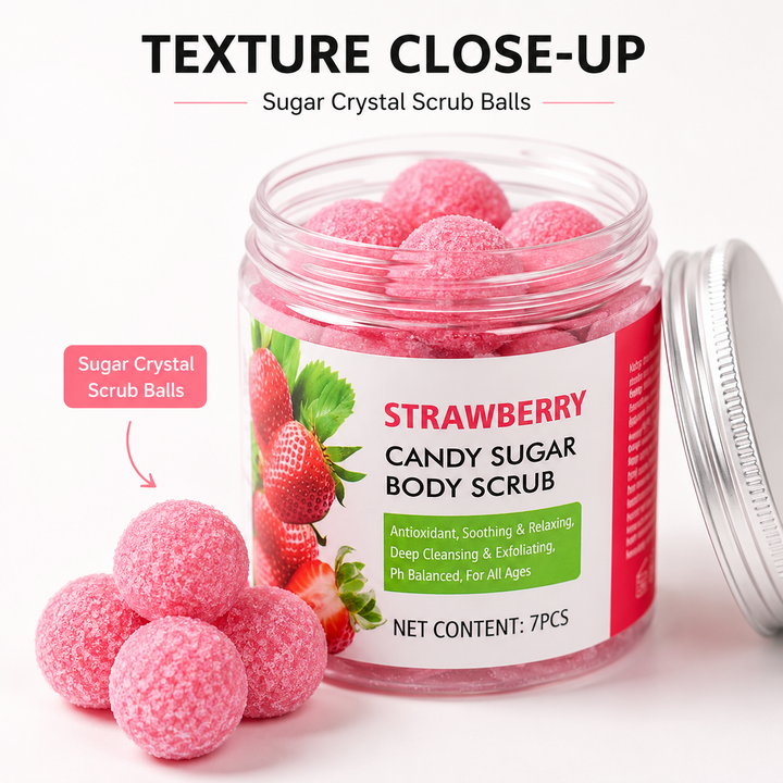 Candy Fruit Body Scrub Balls | 5 Flavors, Glass Jar