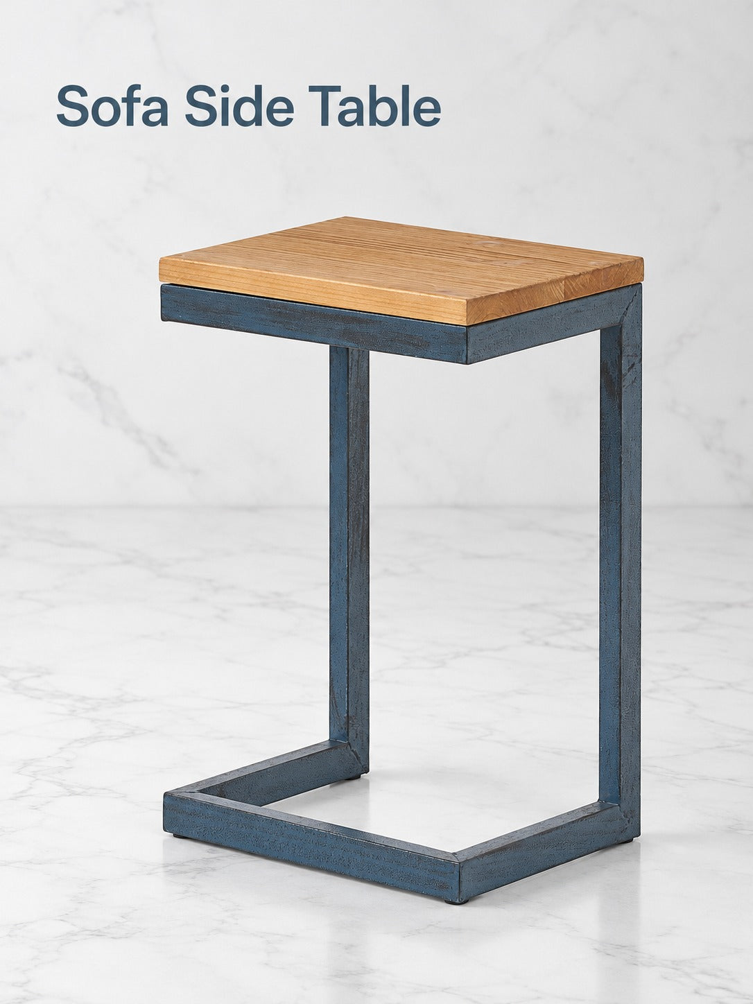 Cantilever Side Table for Sofa Arm, Solid Wood Top