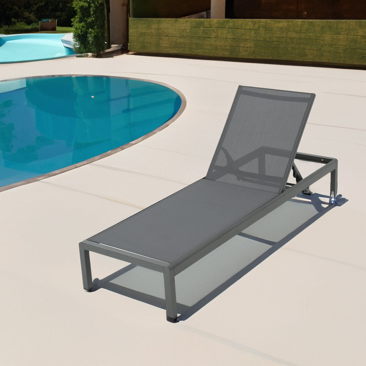 Adjustable Aluminum Pool Chaise Lounge Set of 2 with Wheels