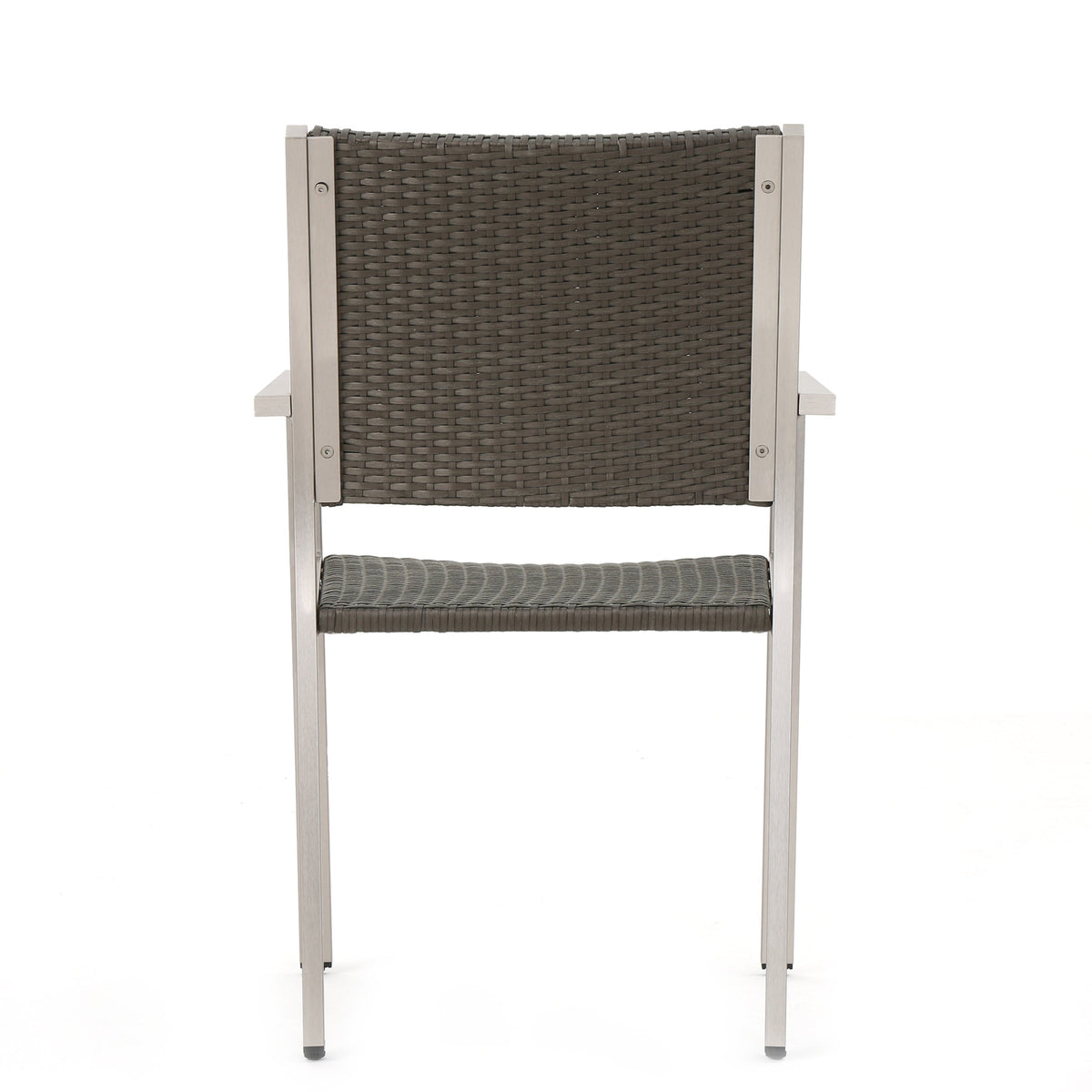 Outdoor Wicker Dining Chairs, Aluminum Frame Set of 2