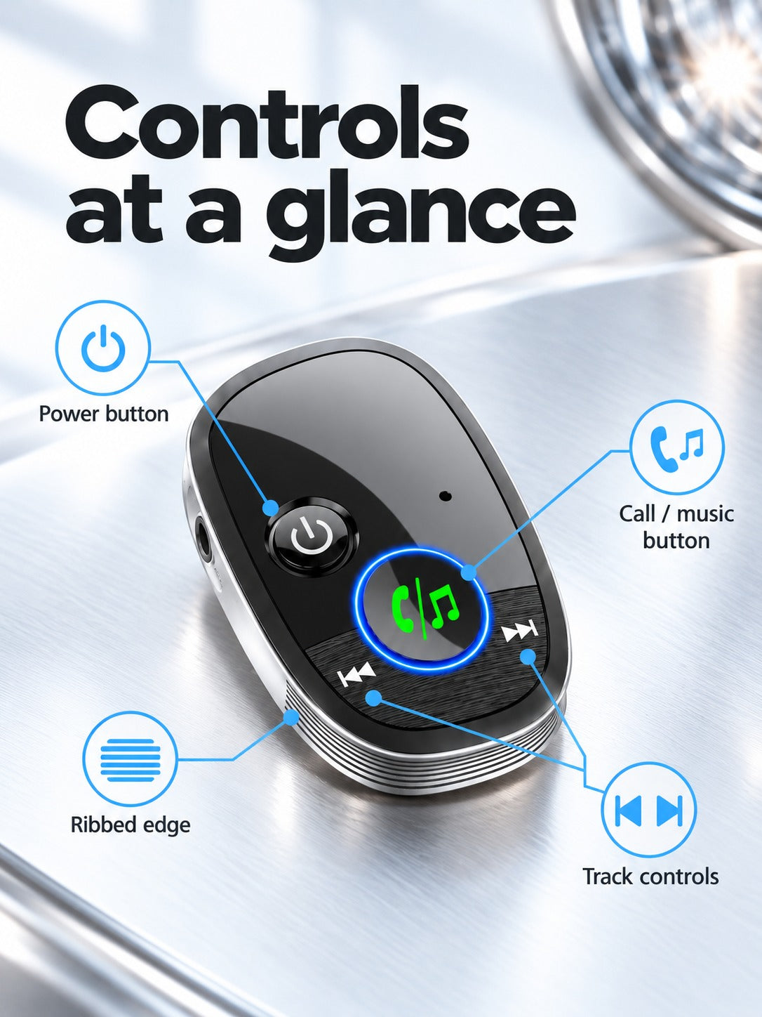 Car Bluetooth Audio Adapter for Aux Ports with Clear Calls