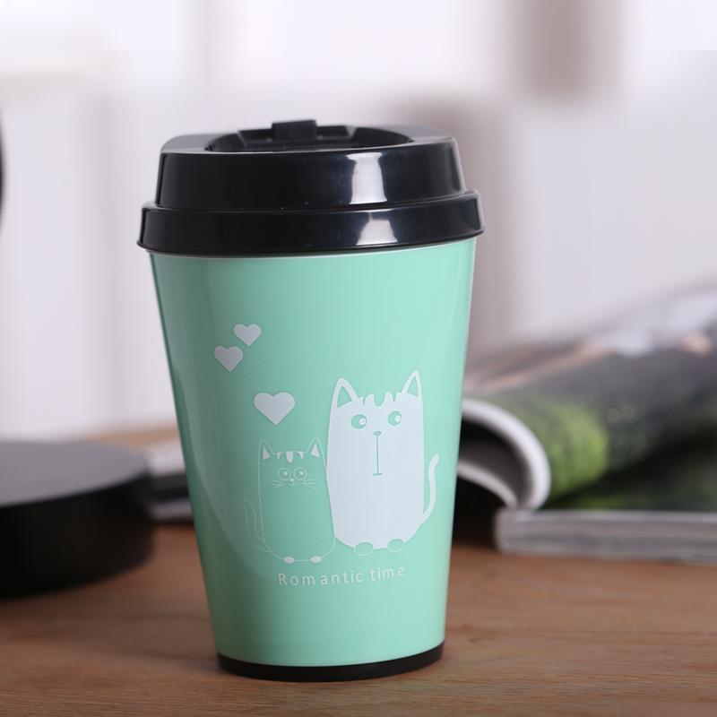 Cat Print Travel Mug with Snap Lid for Daily Coffee
