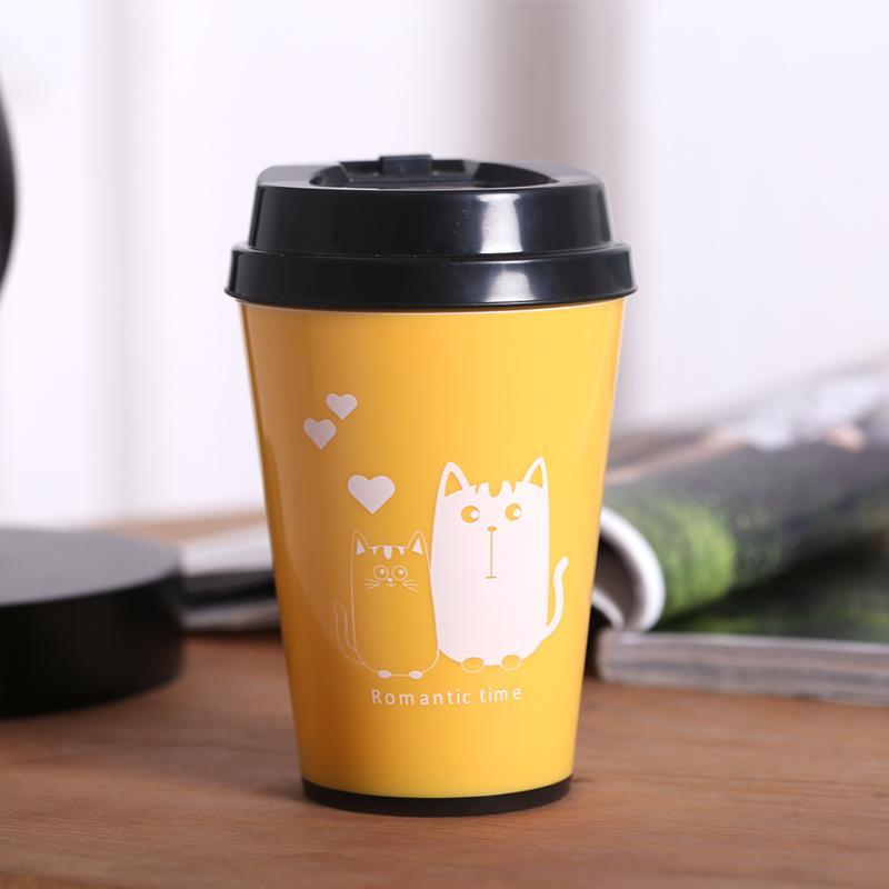 Cat Print Travel Mug with Snap Lid for Daily Coffee