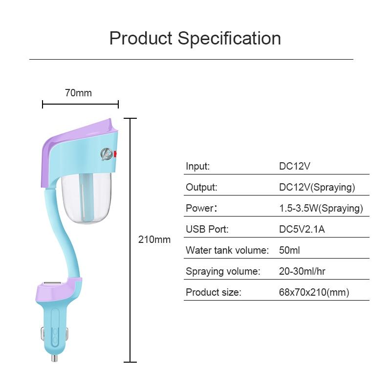 Car Humidifier Aroma Diffuser with USB Charging Ports