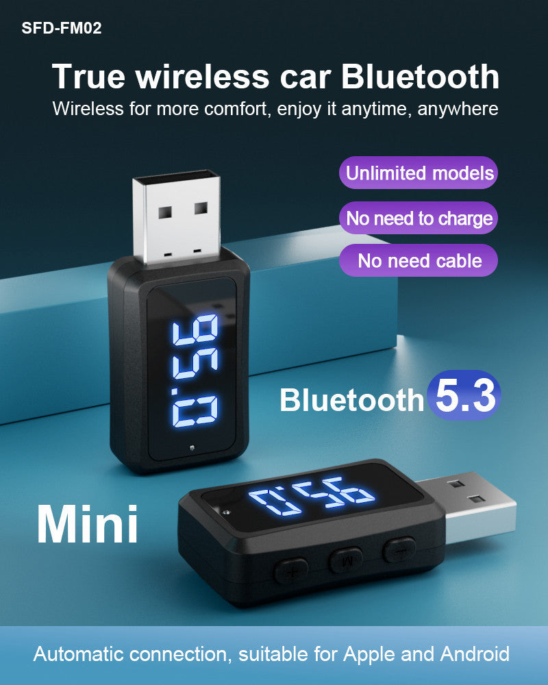 Bluetooth FM Transmitter for Car, USB Plug-In Adapter