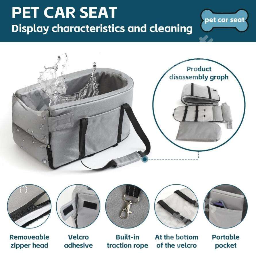 Pet Car Seat Carrier for Small Dogs & Cats, Gray