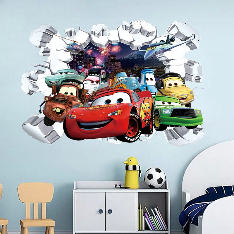 3D Cars Wall Sticker for Kids Room, Peel and Stick