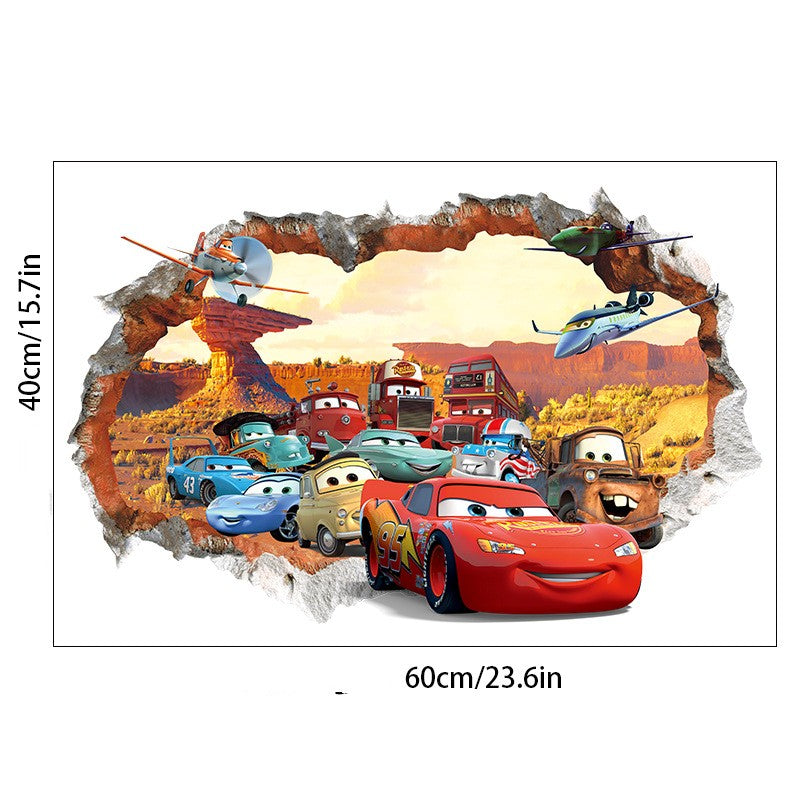 3D Cars Wall Sticker for Kids Room, Peel and Stick