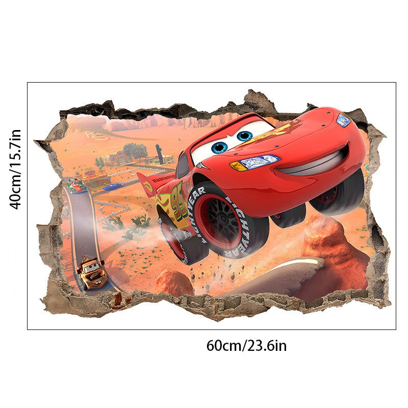 3D Cars Wall Sticker for Kids Room, Peel and Stick