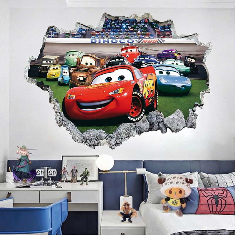 3D Cars Wall Sticker for Kids Room, Peel and Stick