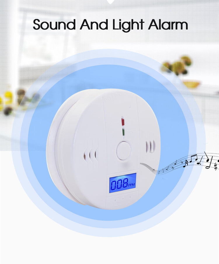 Carbon Monoxide Alarm with LCD ppm Display and 85dB Siren