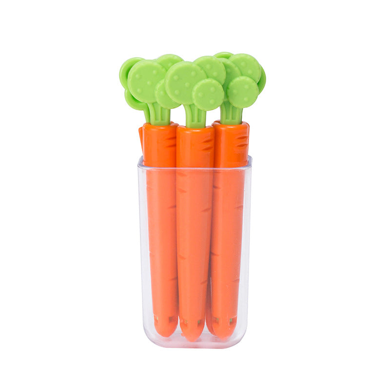 Carrot Sealing Clips for Snack Bags with Wall Holder
