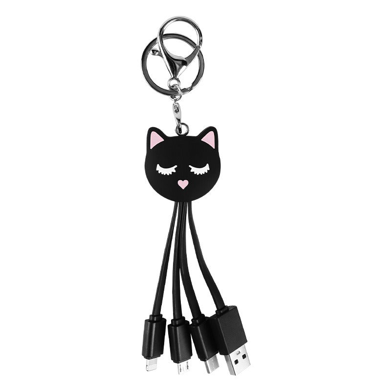 Cat Keychain Charging Cable 3-in-1 for iPhone & Huawei