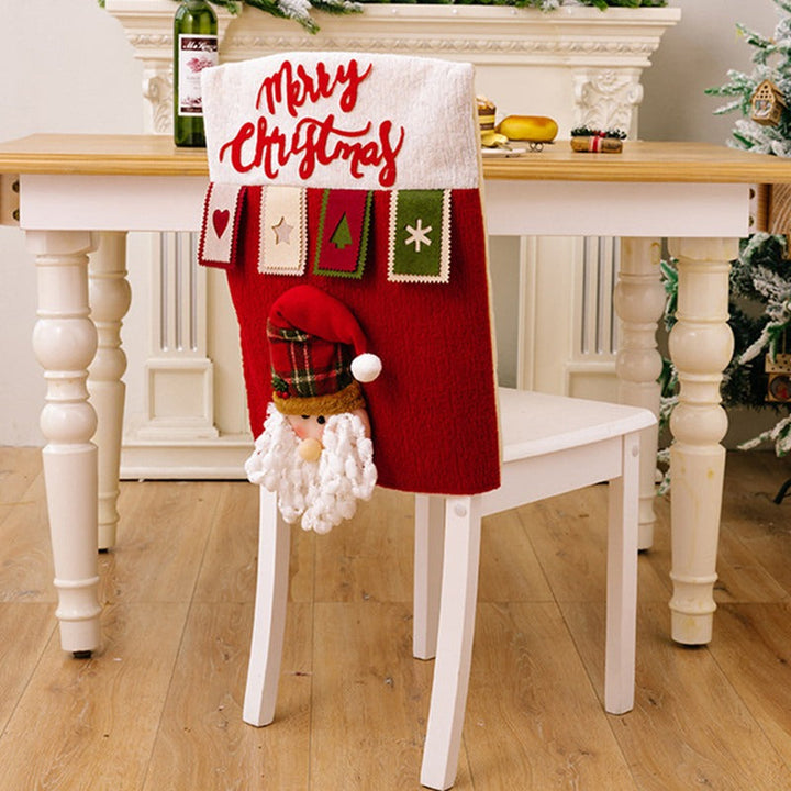 Christmas Chair Back Covers Set with Snowman & Reindeer