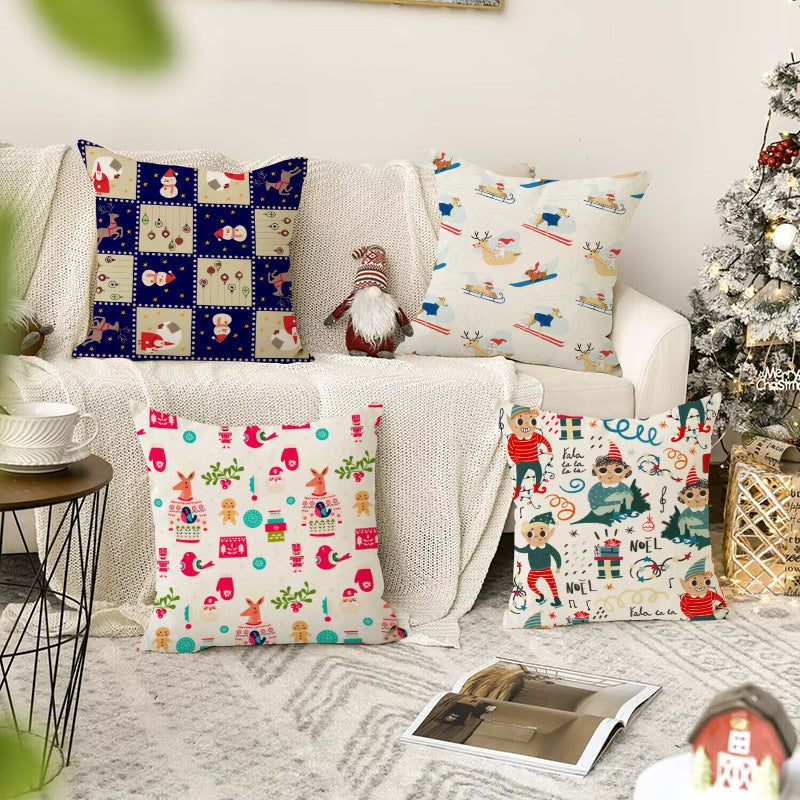 Christmas Snowman Pillow Cover for Festive Sofa Decor