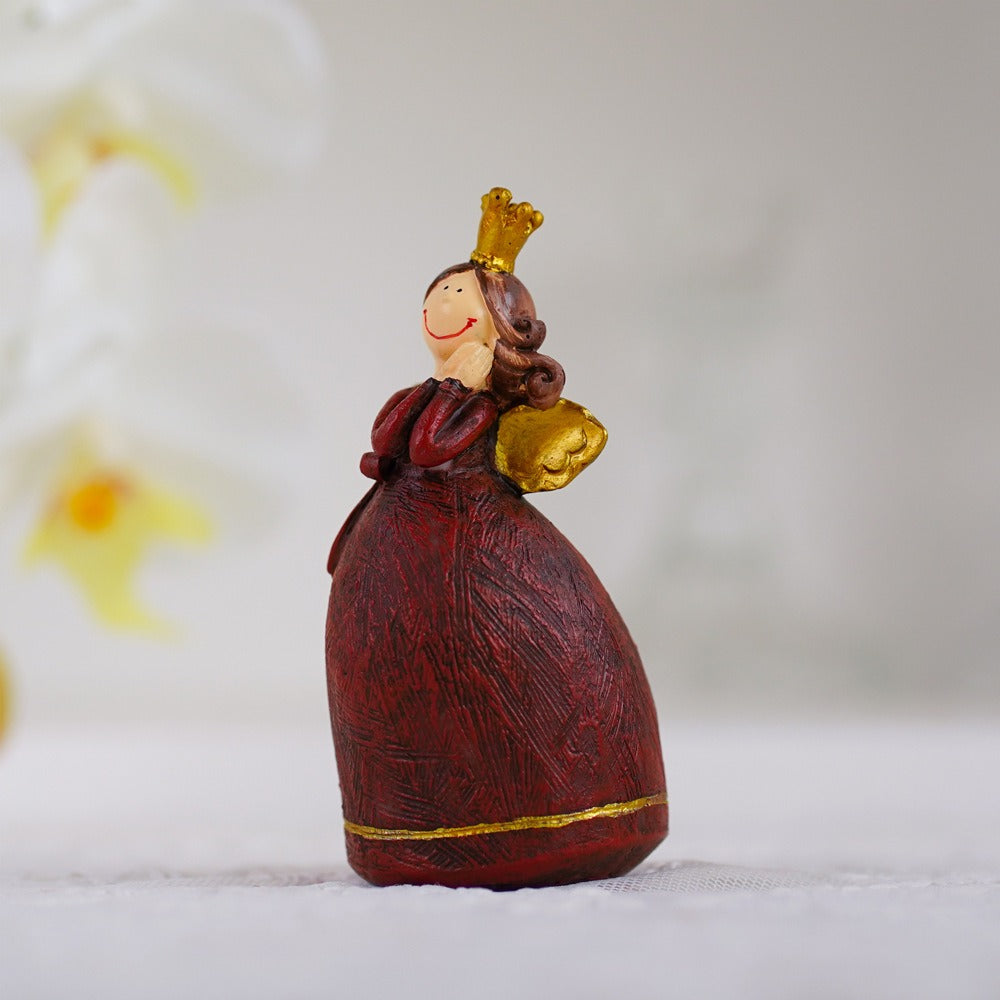 Cute Angel Girl Figurine - Gold Crown Desk Ornament