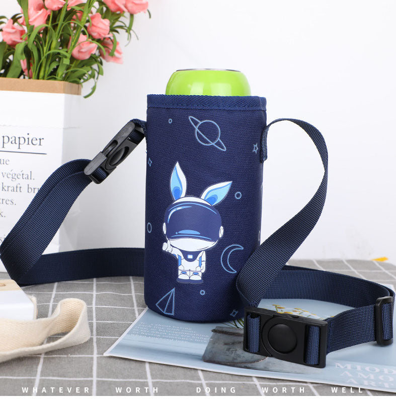 Kids Crossbody Water Bottle Holder with Astronaut Print