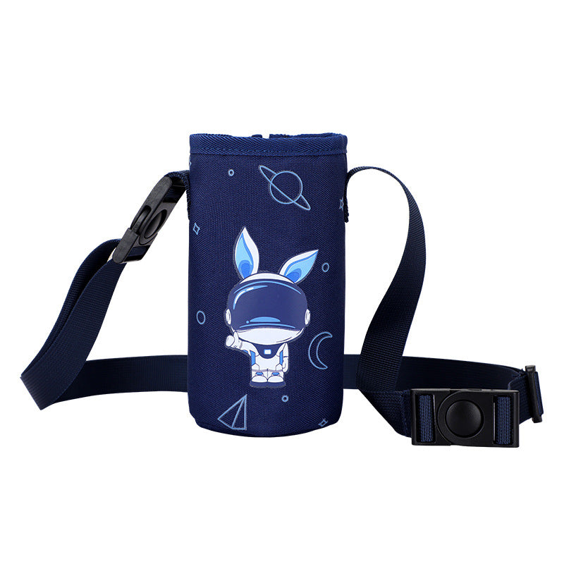 Kids Crossbody Water Bottle Holder with Astronaut Print