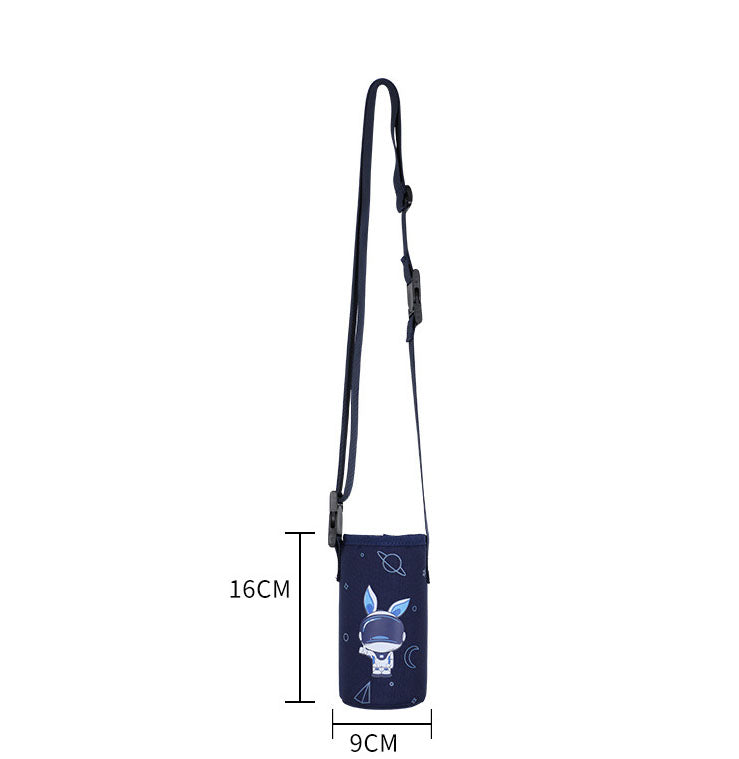 Kids Crossbody Water Bottle Holder with Astronaut Print