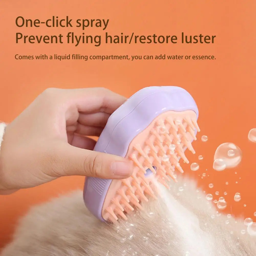 Electric Pet Grooming Brush With Spray For Less Hair