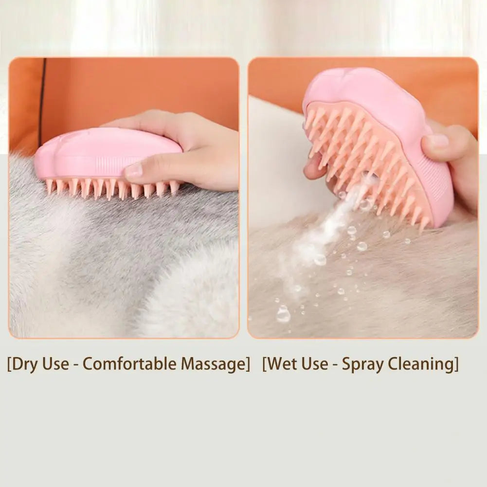Electric Pet Grooming Brush With Spray For Less Hair