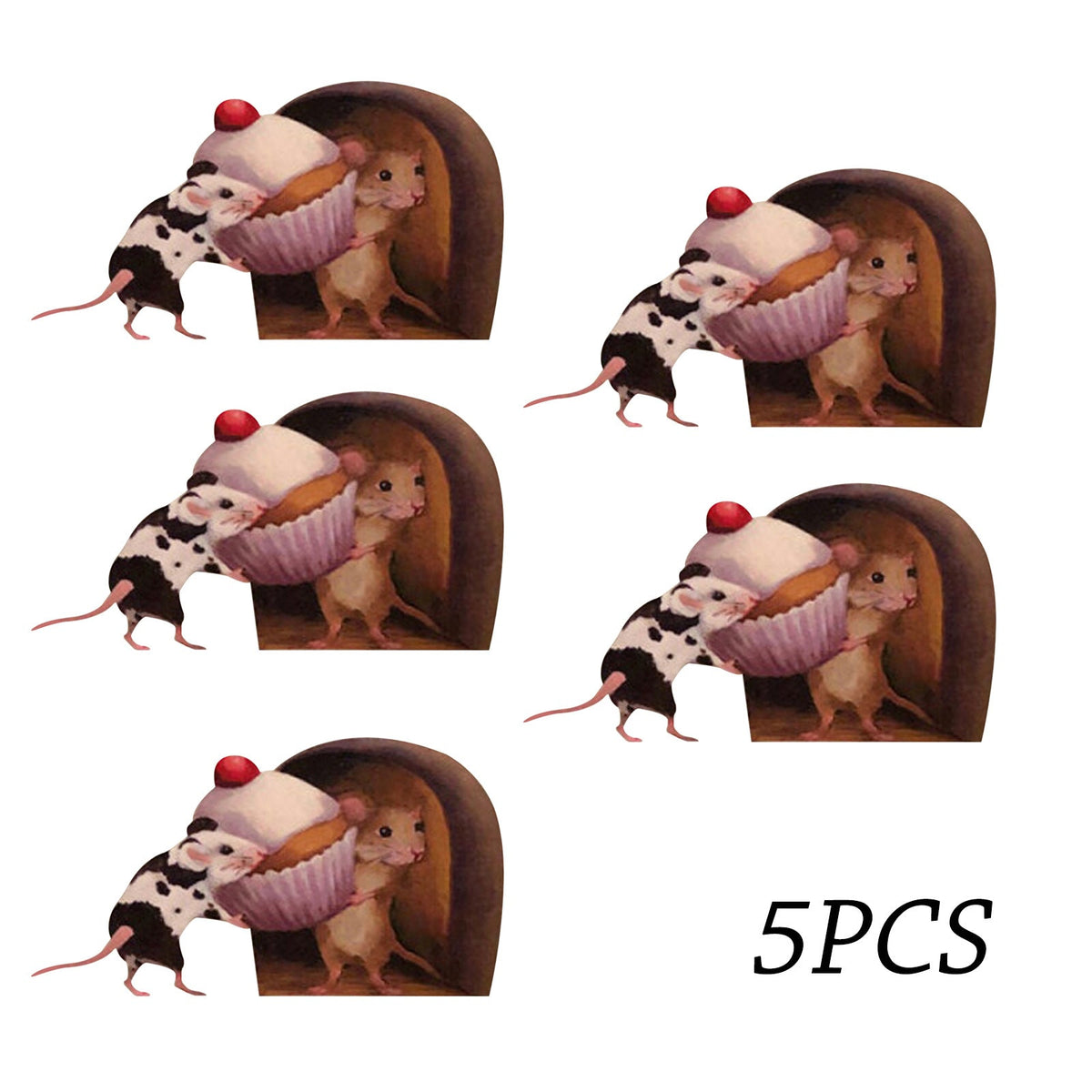 Cartoon Mouse Hole Stickers for Playful Home Decor